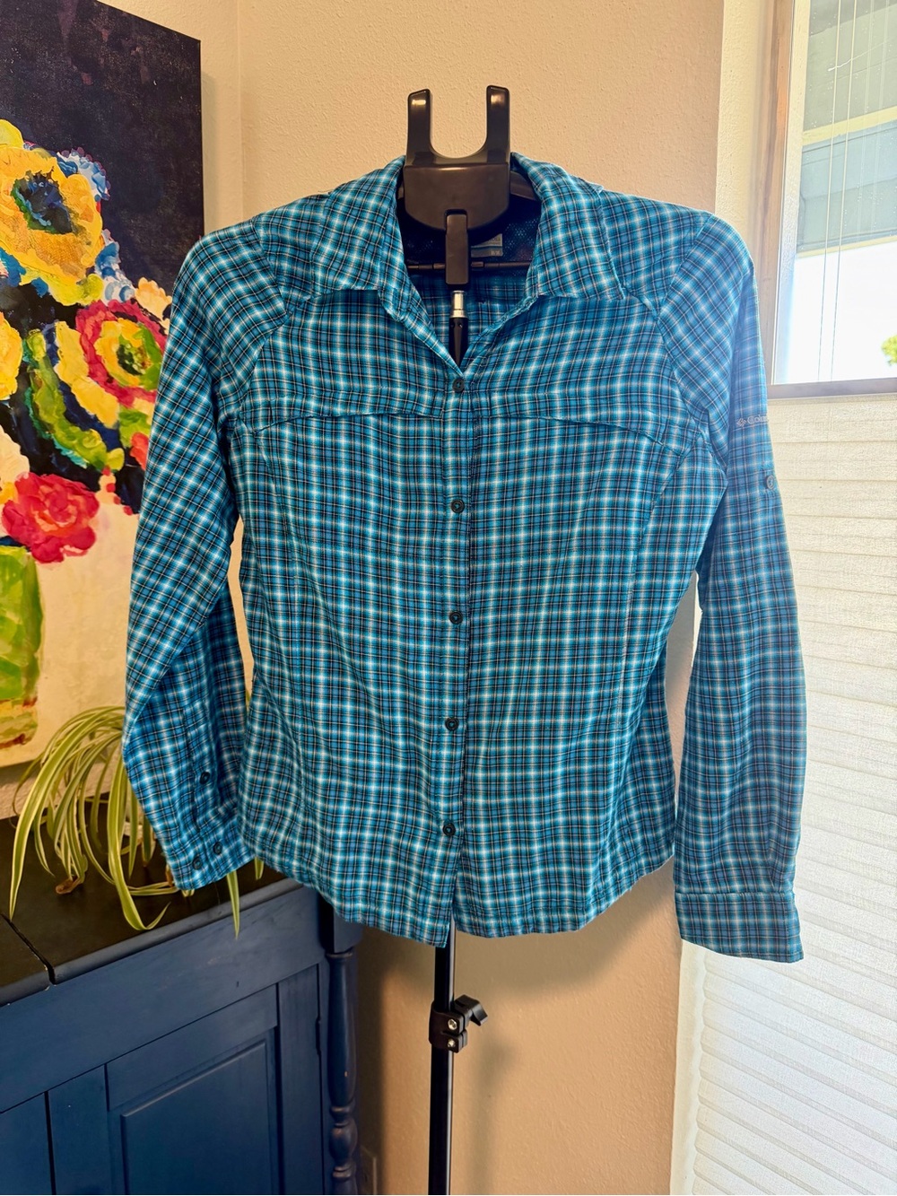 Columbia Kestrel Ridge Omni-Shade Plaid Hiking Shirt Women’s M